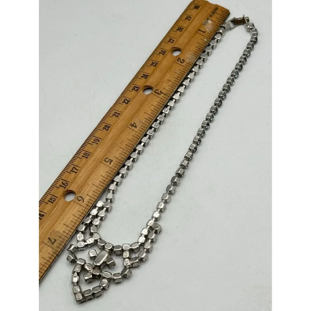 Vintage blue glass rhinestone collar necklace - Picture 6 of 6